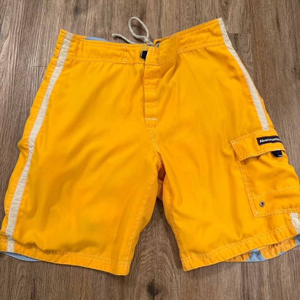 VTG Y2K Abercrombie Fitch Swim Trunks Reversible Floral Preppy Beach Surf Sz 36 - Picture 4 of 8